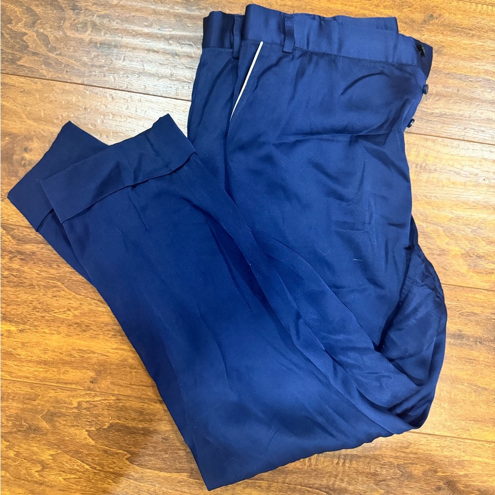 Piamita Navy Silk Pants